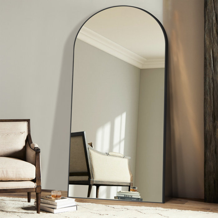 Hokku Designs Mahamud Floor Mirror 71" × 32" Oversized Arched Metal ...